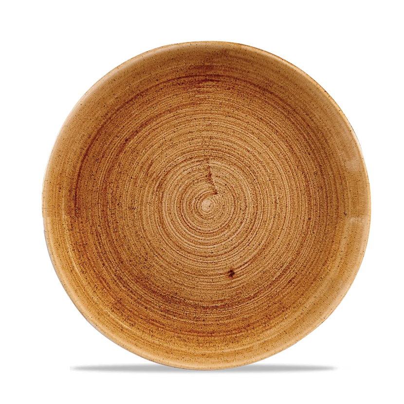 Churchill Stonecast Copper randloos coupebord 21.7cm – gespikkeld stoneware met reactief glazuur voor catering