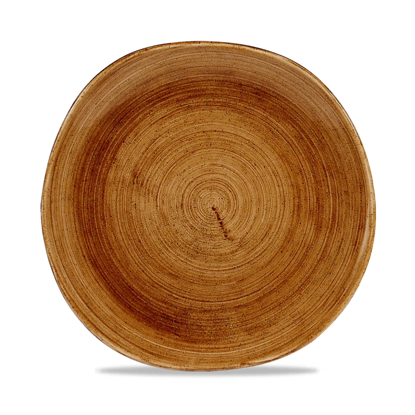 Churchill Stonecast Copper rond bord met structuurrand 26.4cm – gespikkeld stoneware met reactief glazuur voor brasseries