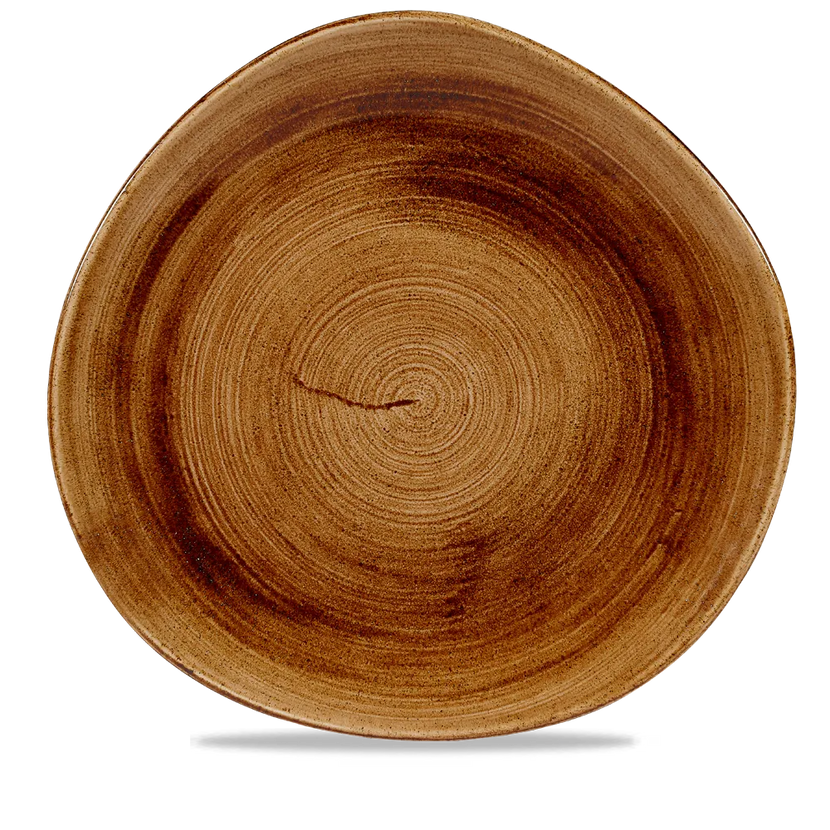 Churchill Stonecast Copper rond bord met structuurrand 28.6cm – gespikkeld stoneware met reactief glazuur voor lunchrooms