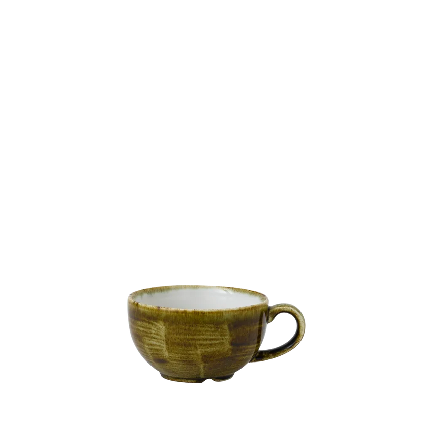 Churchill Plume Green cappuccinokopje 227ml – porselein met gekleurde coupe-rand voor hotels