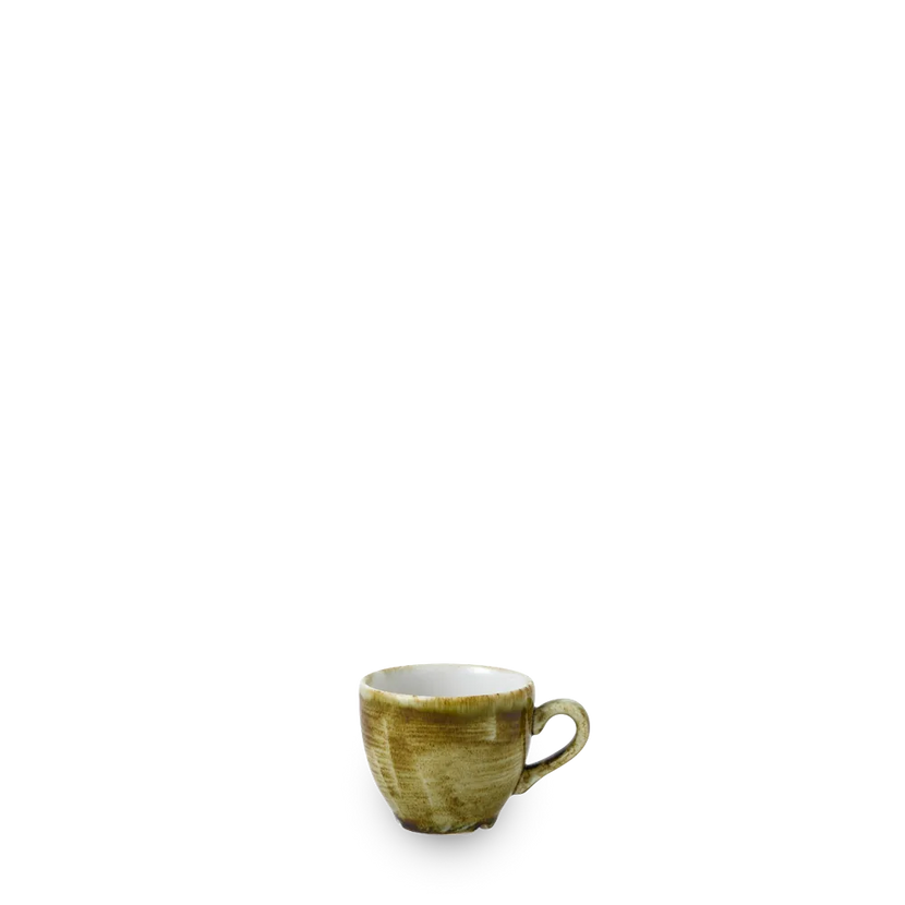 Churchill Plume Green espressokopje 90ml – porselein met gekleurde coupe-rand voor bars