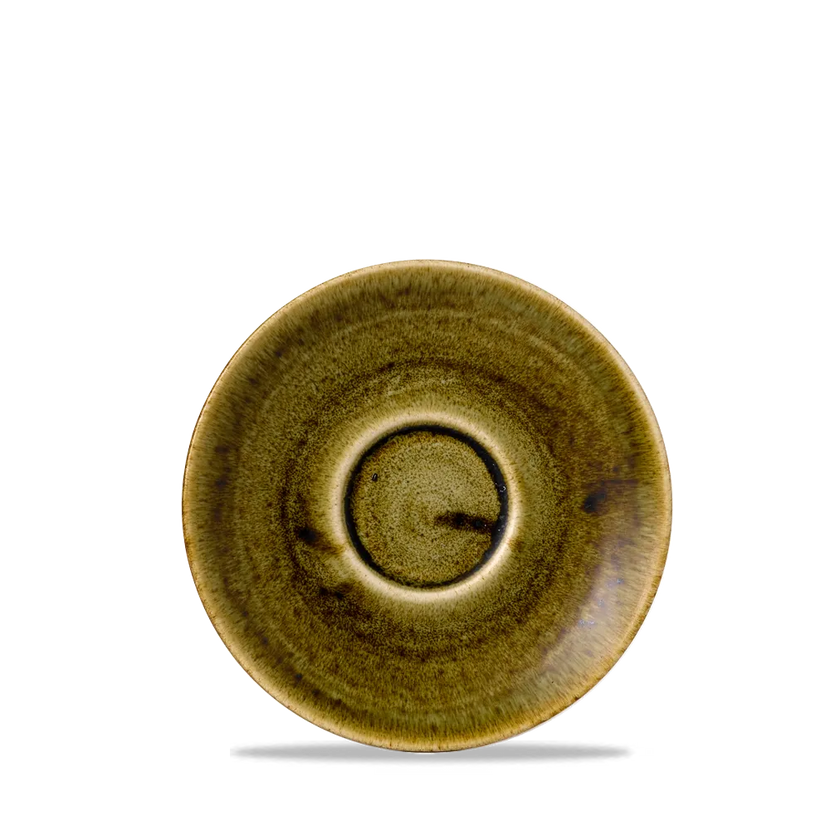 Churchill Plume Green cappuccino-schotel 15.6cm – porselein met gekleurde coupe-rand voor horeca