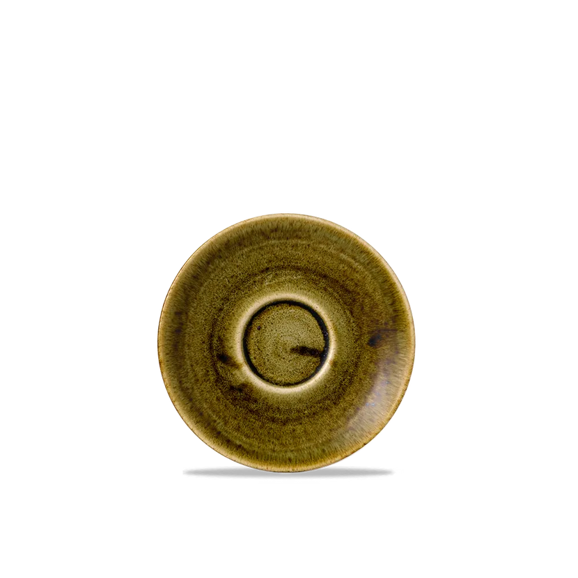Churchill Plume Green espresso-schotel 11.8cm – porselein met gekleurde coupe-rand voor buffetten