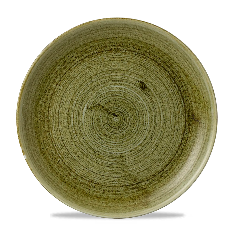 Churchill Plume Green randloos coupebord 26cm – porselein met gekleurde coupe-rand voor fine dining
