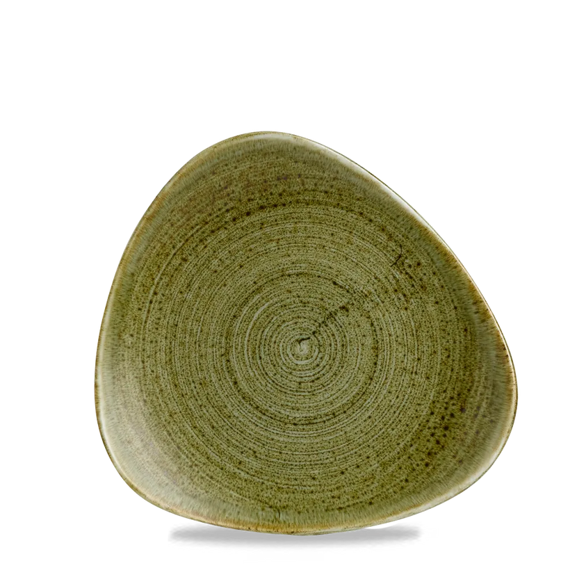 Churchill Plume Green lotusvorm bord 22,9cm – porselein met gekleurde coupe-rand voor restaurants