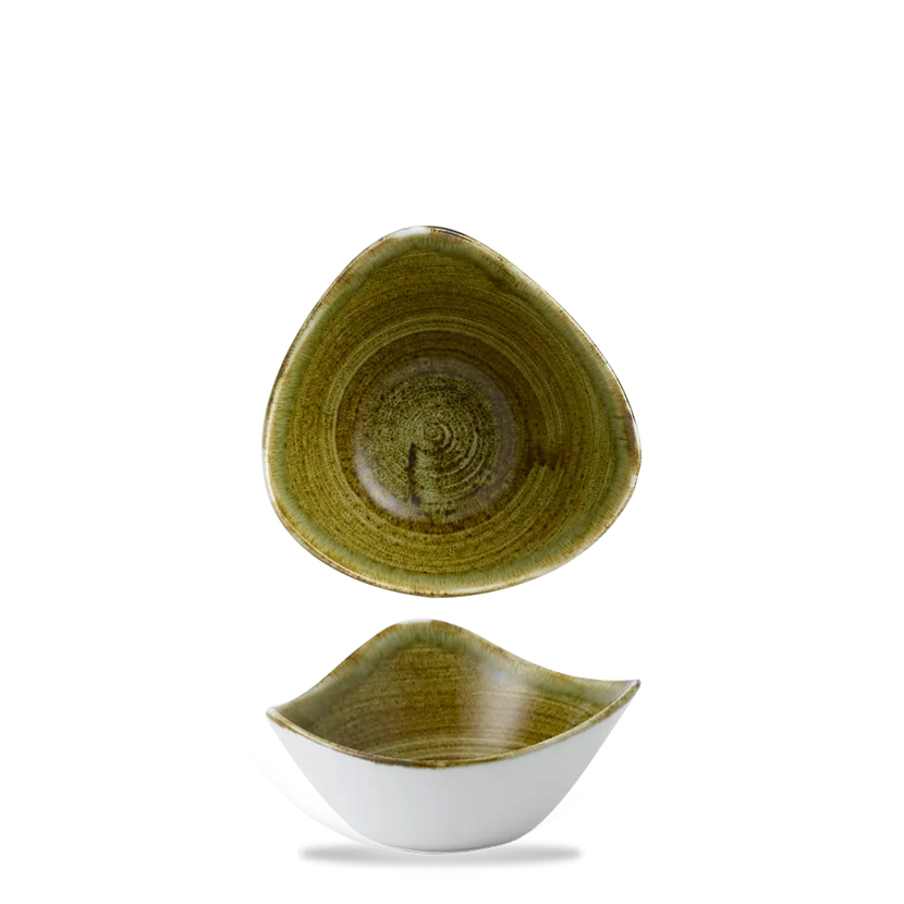 Churchill Plume Green lotusvormige kom 15,3cm – porselein met gekleurde coupe-rand voor hotels