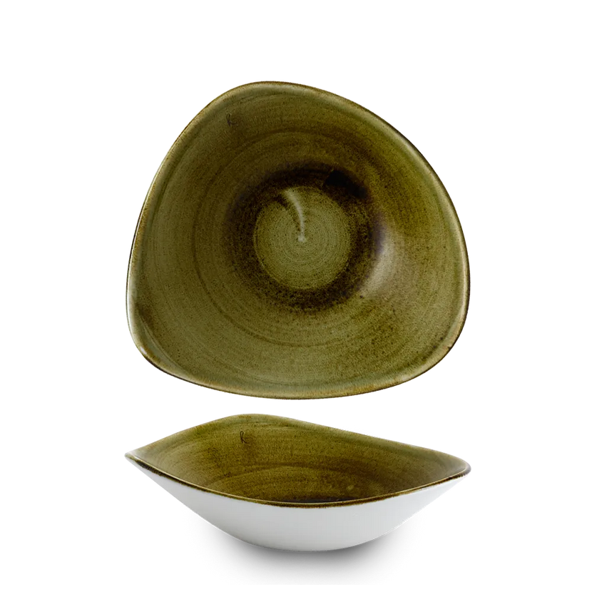 Churchill Plume Green lotusvormige kom 23,5cm – porselein met gekleurde coupe-rand voor cafés