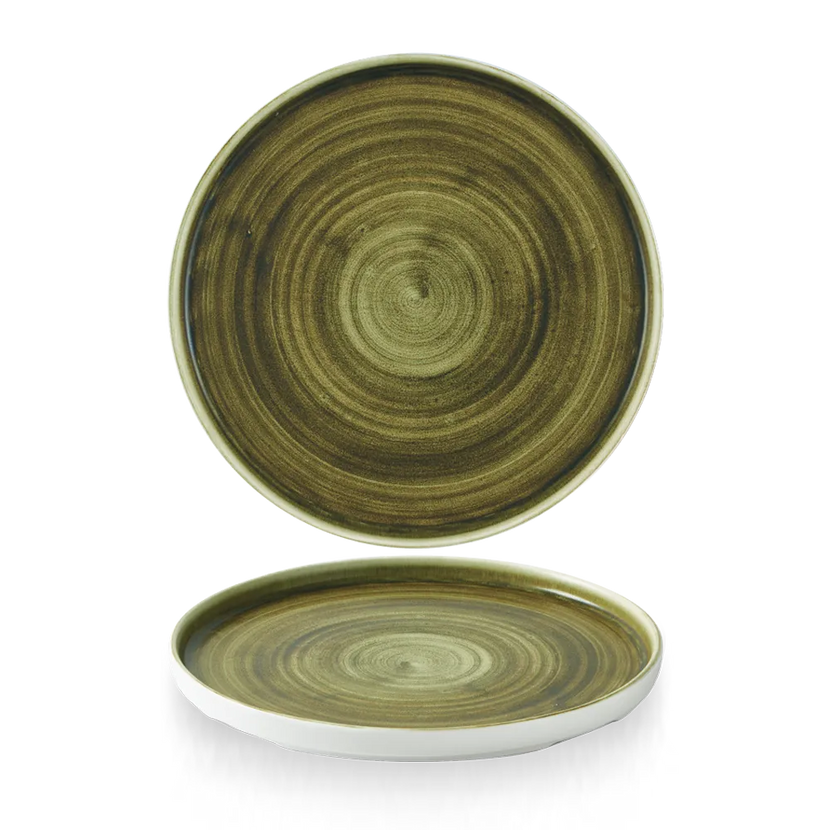Churchill Plume Green bord met opstaande rand 26 cm – porselein met gekleurde coupe-rand voor buffetten