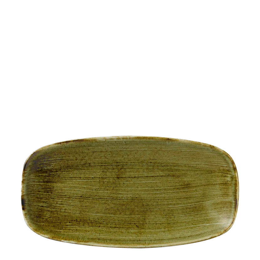 Churchill Plume Green ovaal chef's bord 29.8x15.3cm – porselein met gekleurde coupe-rand voor fine dining