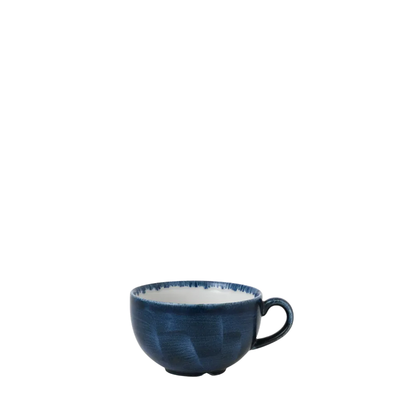 Churchill Plume Ultramarine cappuccinokopje 227ml – porselein met gekleurde coupe-rand voor bistro's