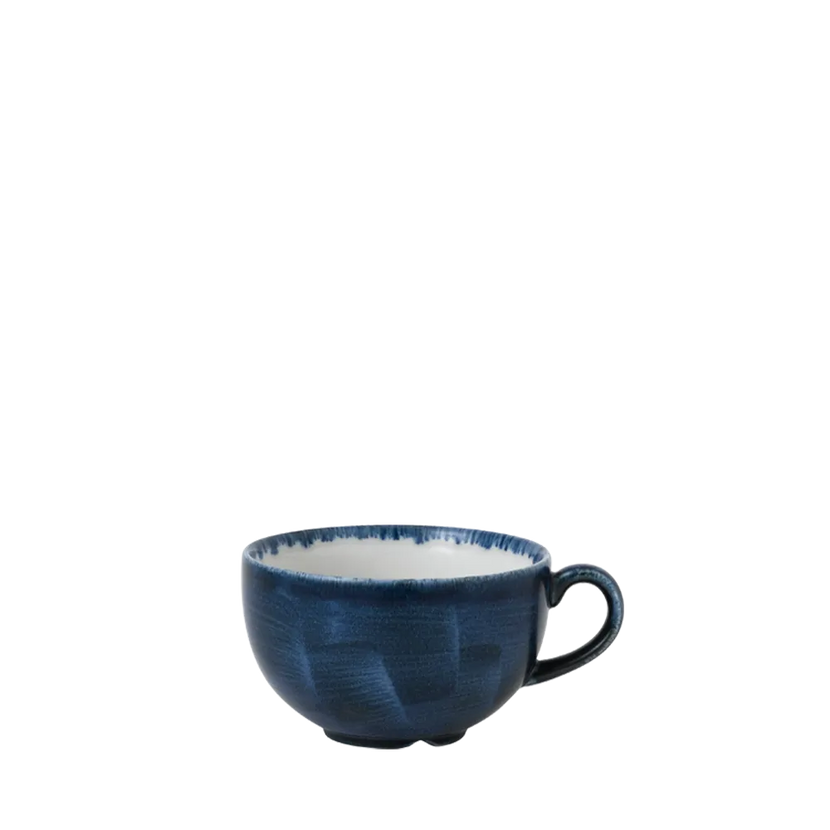 Churchill Plume Ultramarine cappuccinokopje 340ml – porselein met gekleurde coupe-rand voor brasseries