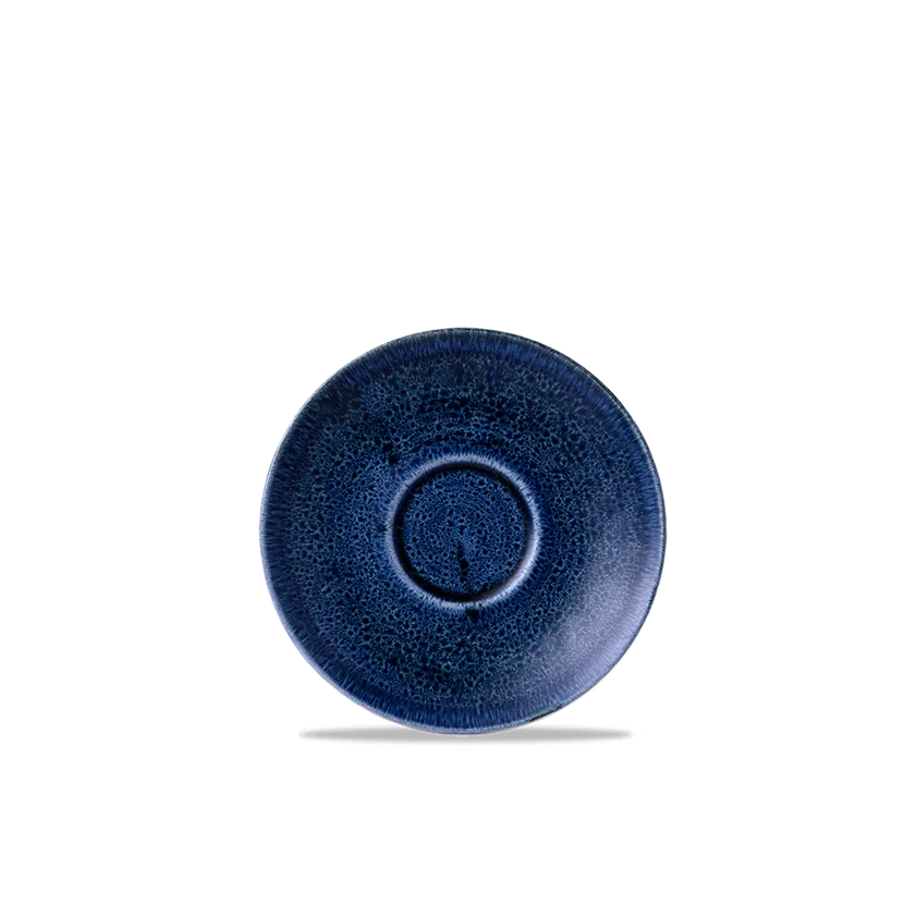 Churchill Plume Ultramarine espresso-schotel 11.8cm – porselein met gekleurde coupe-rand voor restaurants