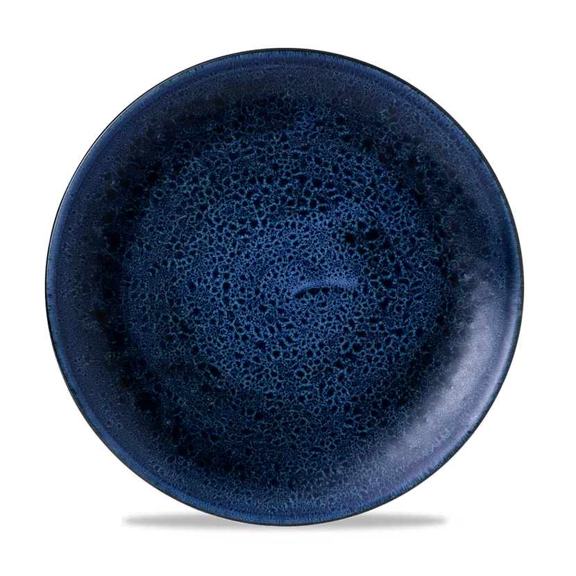 Churchill Plume Ultramarine randloos coupebord 26cm – porselein met gekleurde coupe-rand voor hotels