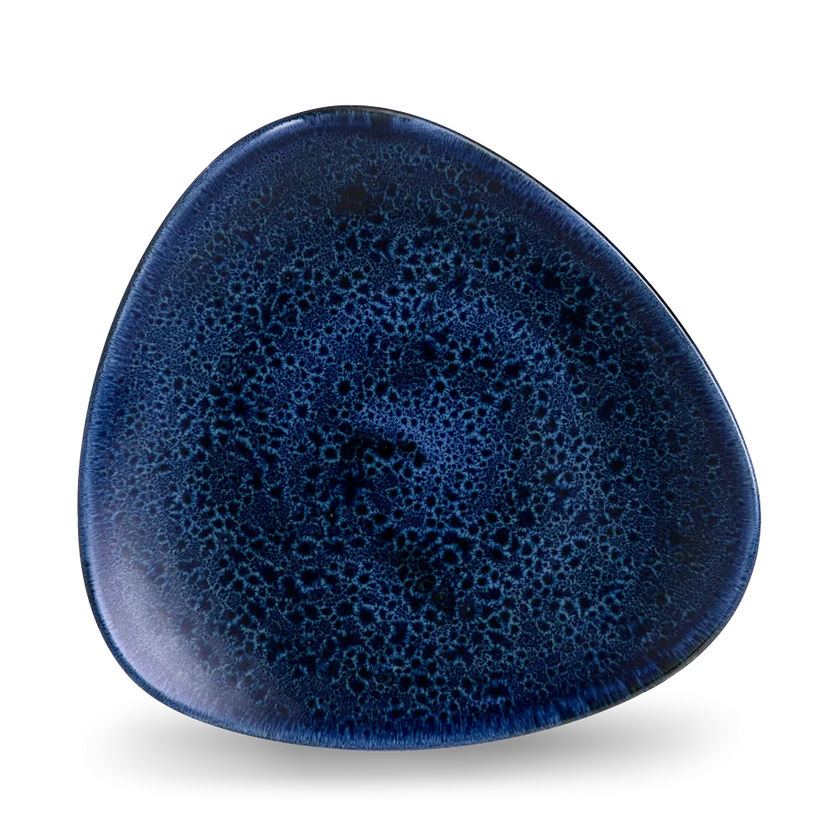 Churchill Plume Ultramarine lotusvorm bord 22,9cm – porselein met gekleurde coupe-rand voor catering