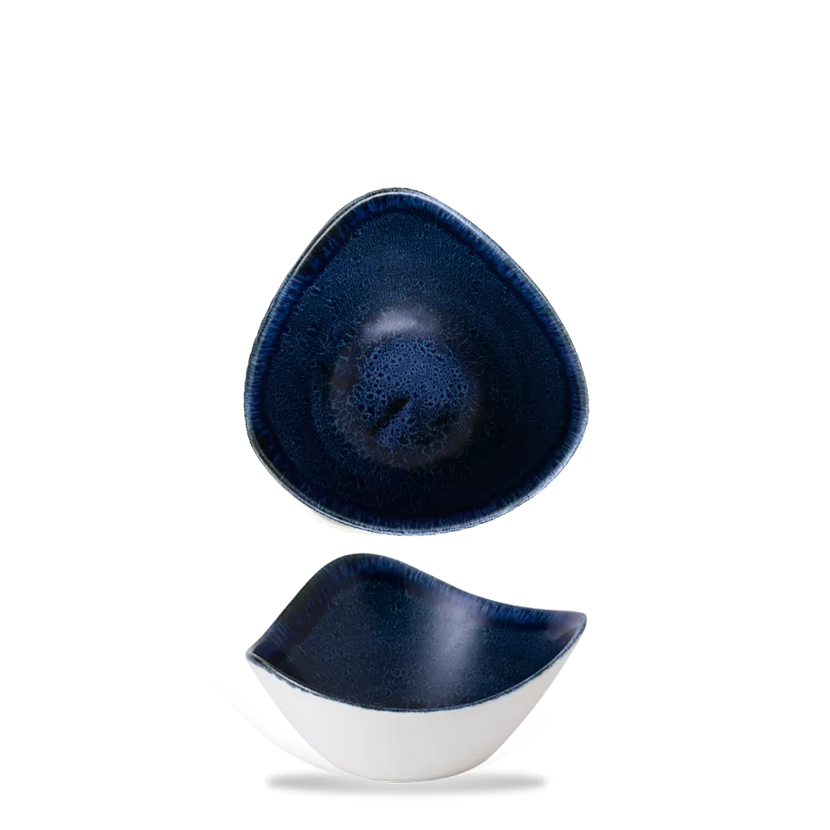 Churchill Plume Ultramarine lotusvormige kom 15,3cm – porselein met gekleurde coupe-rand voor bistro's
