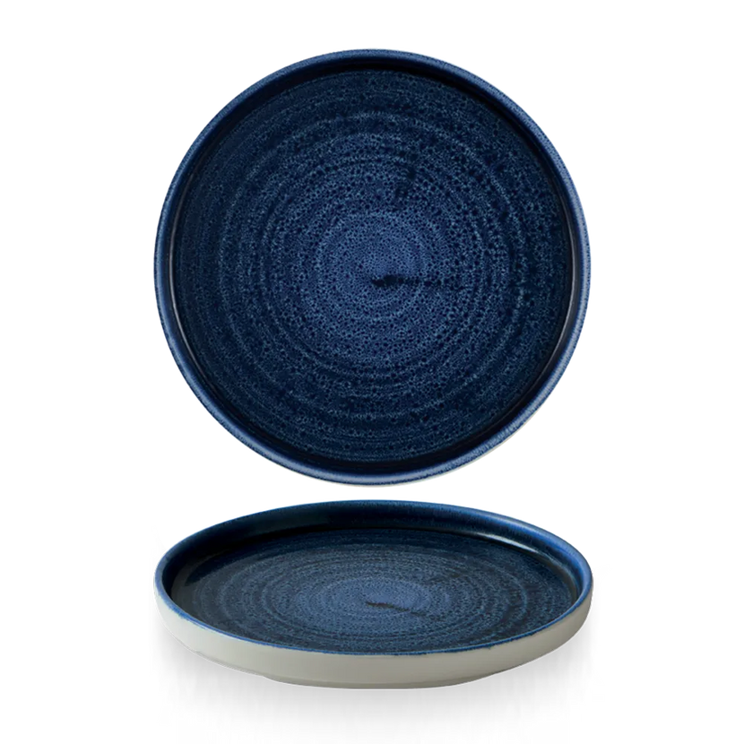 Churchill Plume Ultramarine bord met opstaande rand 26 cm – porselein met gekleurde coupe-rand voor restaurants