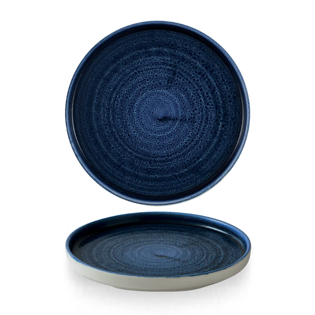 Churchill Plume Ultramarine bord met opstaande rand 26 cm – porselein met gekleurde coupe-rand voor restaurants
