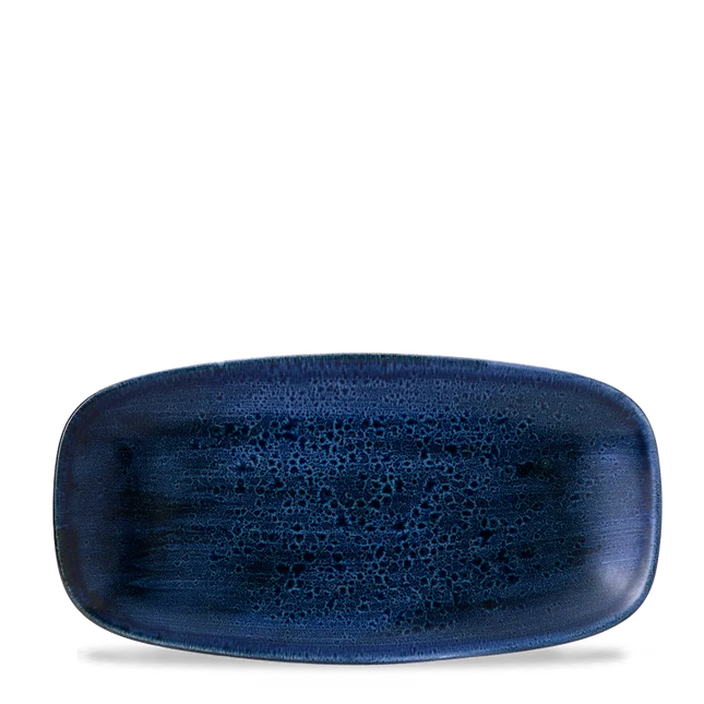 Churchill Plume Ultramarine ovaal chef's bord 29.8x15.3cm – porselein met gekleurde coupe-rand voor hotels
