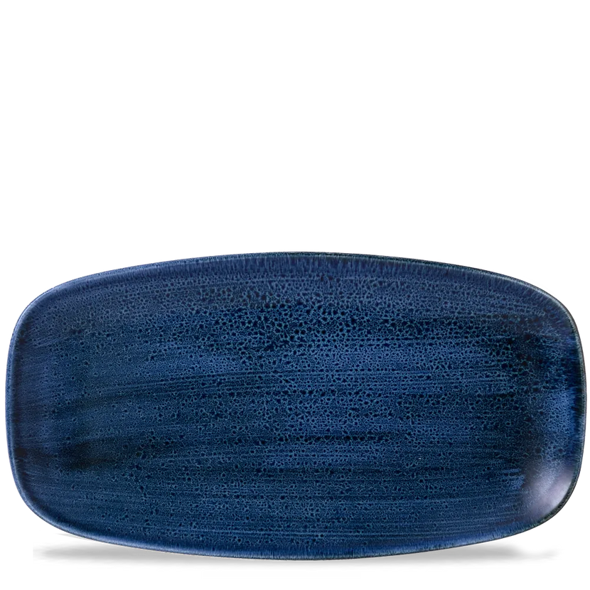 Churchill Plume Ultramarine ovaal chef's bord 35.5x18.9cm – porselein met gekleurde coupe-rand voor cafés