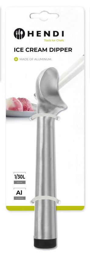 Hendi aluminium ijsdipper – detail van de schepkop voor gelijke ijsporties in horeca en catering