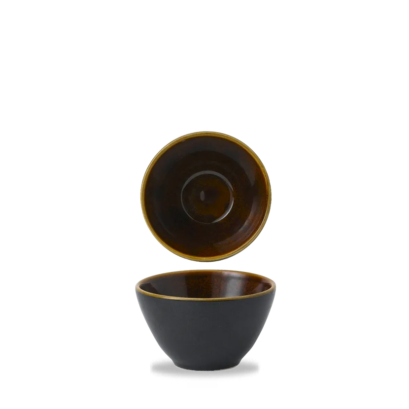 Churchill Nourish Black Onyx tweekleurige diepe kom 236 ml – stapelbaar, breukvast stoneware servies voor horeca