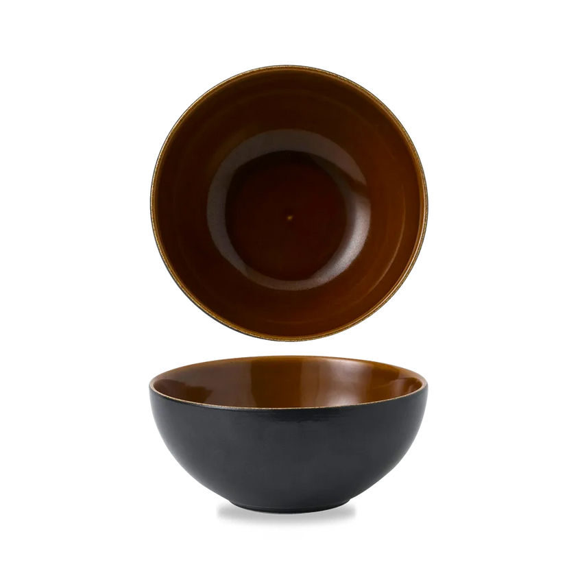 Churchill Nourish Black Onyx tweekleurige noedelkom 1242 ml – stapelbaar, breukvast stoneware servies voor fine dining