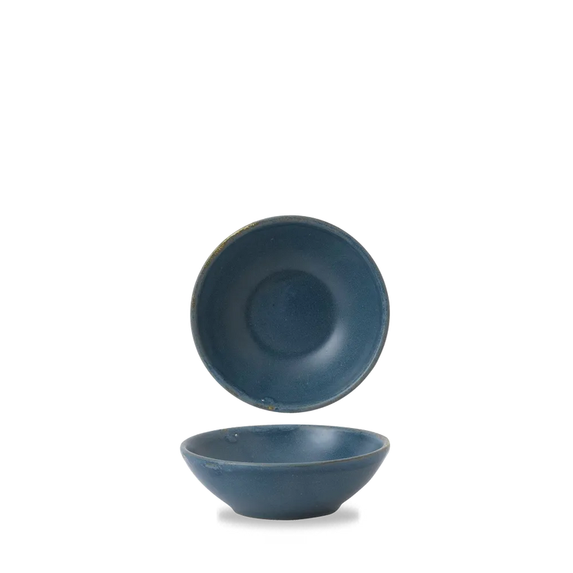 Churchill Nourish Oslo Blue ondiepe kom 266 ml – stapelbaar, breukvast stoneware servies voor brasseries