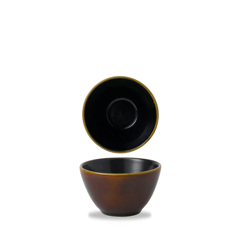 Churchill Nourish Cinnamon Brown tweekleurige diepe kom 236ml – stapelbaar, breukvast stoneware servies voor buffetten