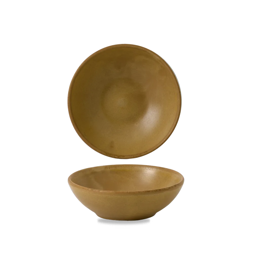 Churchill Nourish Petra Sand ondiepe kom 13x4,2 cm – stapelbaar, breukvast stoneware servies voor banqueting