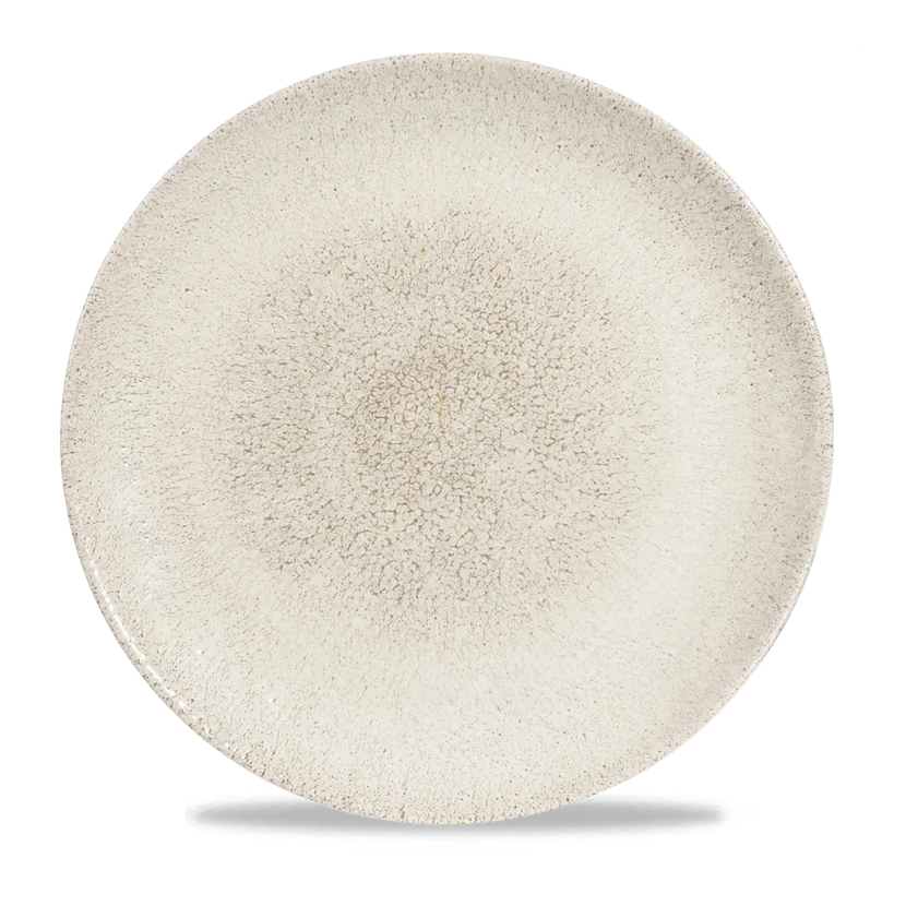 Churchill Raku Agate Grey randloos coupebord 29cm – reactief geglazuurd stoneware voor horeca