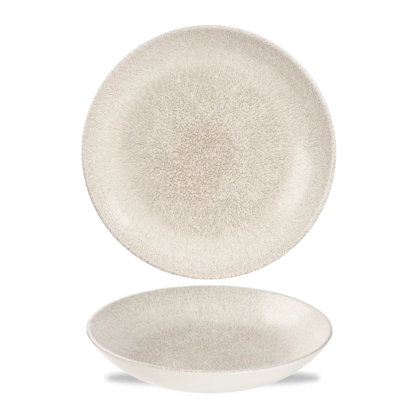 Churchill Raku Agate Grey randloze coupekom 25cm – reactief geglazuurd stoneware voor fine dining