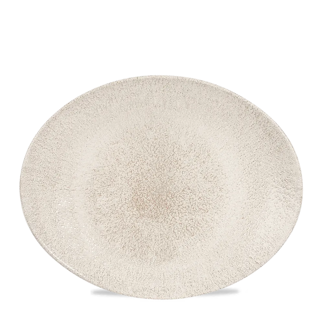 Churchill Raku Agate Grey ovaal coupebord 32x25cm – reactief geglazuurd stoneware voor restaurants