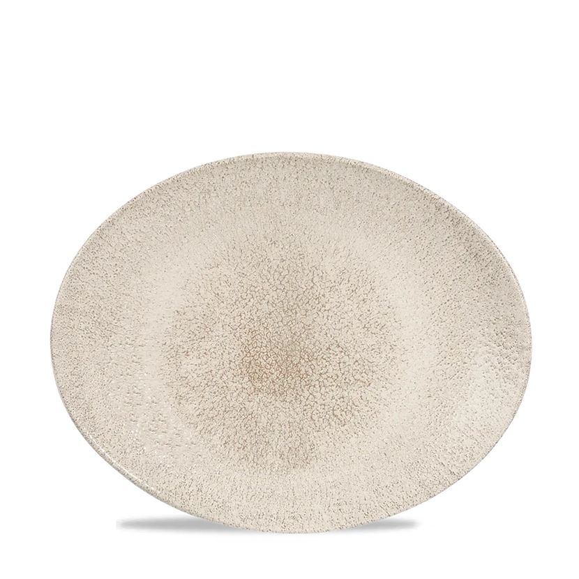 Churchill Raku Agate Grey ovaal coupebord 27x23cm – reactief geglazuurd stoneware voor hotels