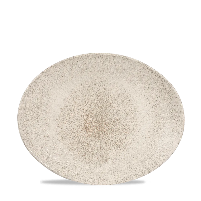 Churchill Raku Agate Grey ovaal coupebord 27x23cm – reactief geglazuurd stoneware voor hotels