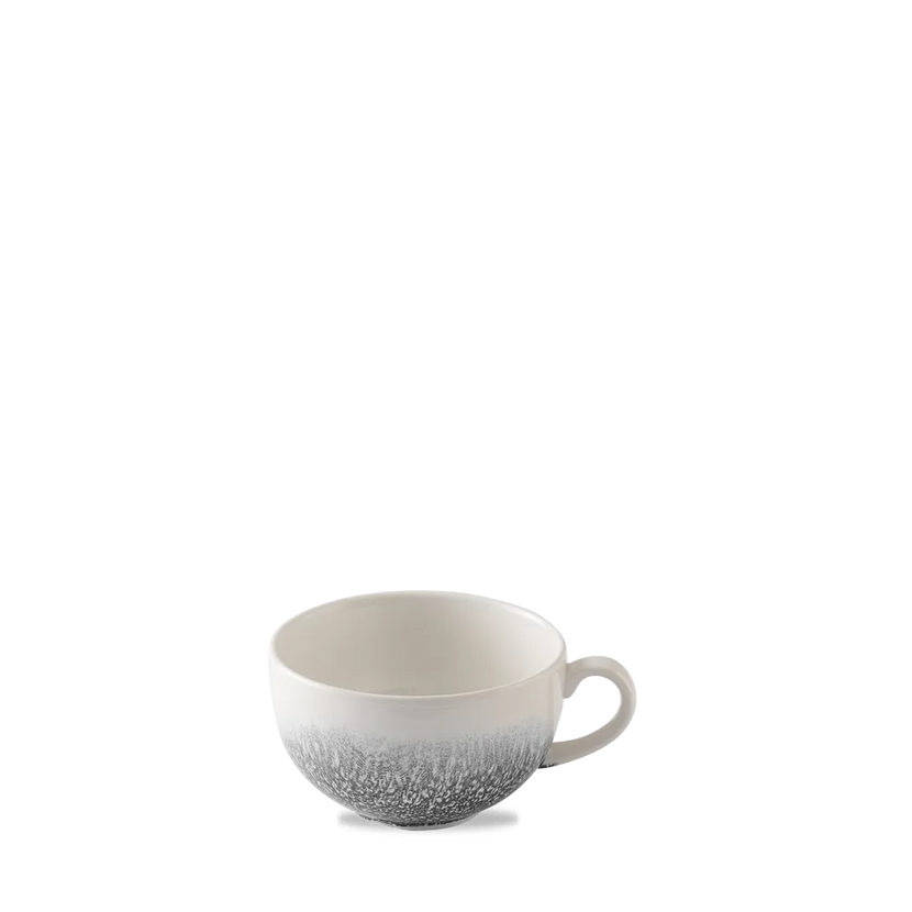 Churchill Raku Quartz Black cappuccinokop 227 ml – zwarte porseleinen kop voor cafés en restaurants