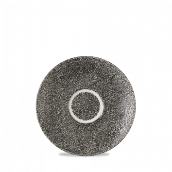 Churchill Raku Quartz Black cappuccinoschotel Ø 15,6 cm – zwarte porseleinen schotel voor horeca