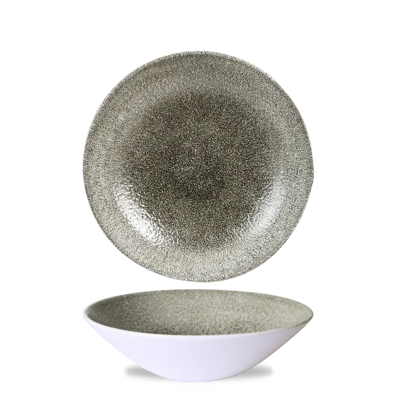 Churchill Raku Quartz Black diepe coupekom Ø 21,7 cm – zwarte porseleinen kom voor restaurants