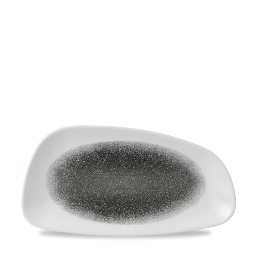 Churchill Raku Quartz Black geometrisch chef's bord 30x15.5cm – reactief geglazuurd stoneware voor hotels