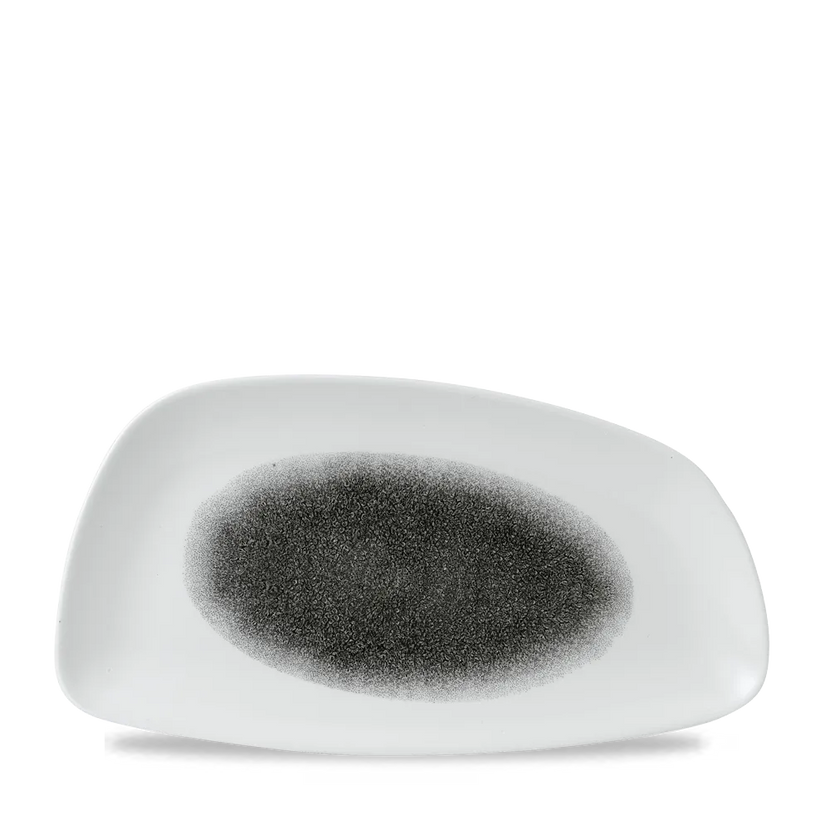 Churchill Raku Quartz Black geometrisch chef's bord 35x18.5cm – reactief geglazuurd stoneware voor cafés