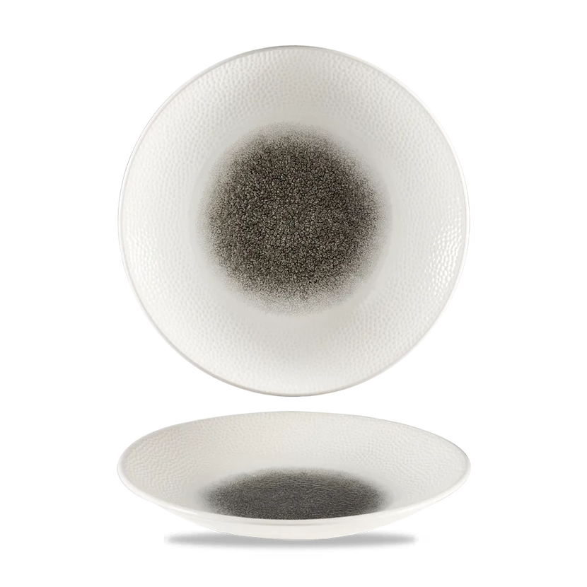 Churchill Raku Quartz Black diep coupebord 28.1cm – reactief geglazuurd stoneware voor bars