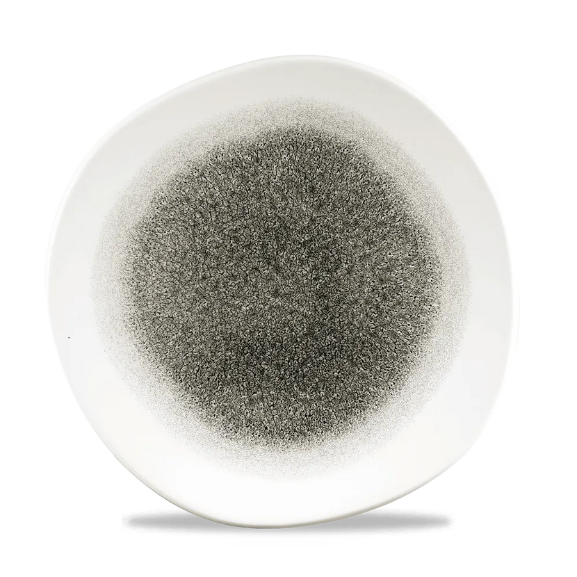 Churchill Raku Quartz Black rond bord met structuurrand 26.4cm – reactief geglazuurd stoneware voor banqueting