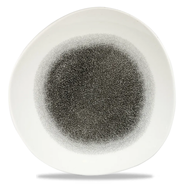 Churchill Raku Quartz Black rond bord met structuurrand 28.6cm – reactief geglazuurd stoneware voor restaurants