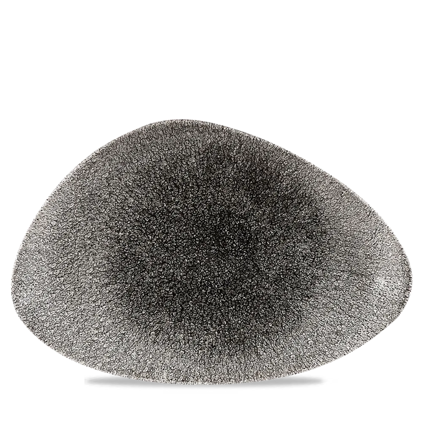 Churchill Raku Quartz Black driehoekig chef's bord 35.5x18.8cm – reactief geglazuurd stoneware voor horeca