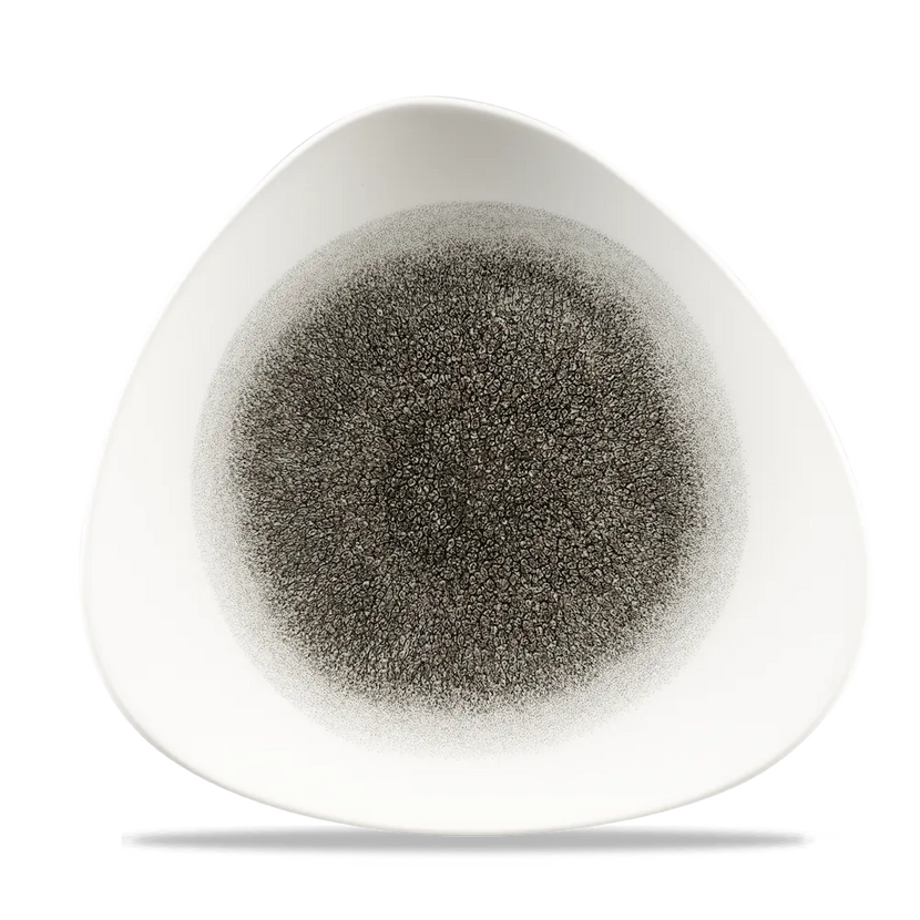 Churchill Raku Quartz Black lotusvorm bord 25cm – reactief geglazuurd stoneware voor fine dining