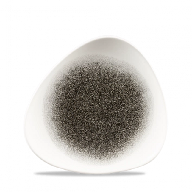 Churchill Raku Quartz Black lotusvorm bord 18cm – reactief geglazuurd stoneware voor bistro's