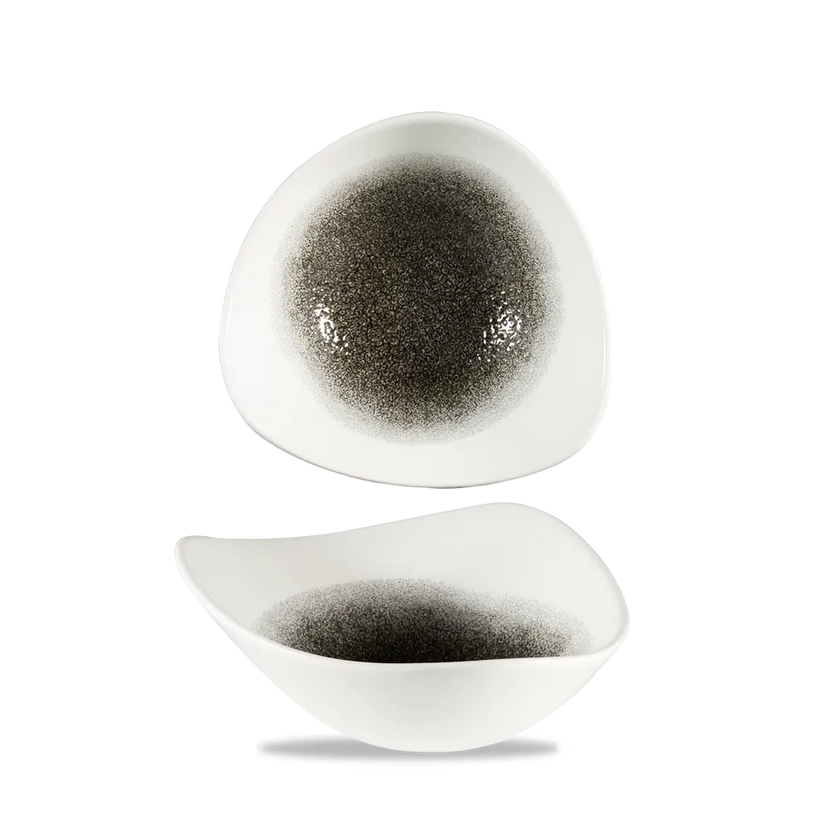Churchill Raku Quartz Black lotusvormige kom 18cm – reactief geglazuurd stoneware voor lunchrooms