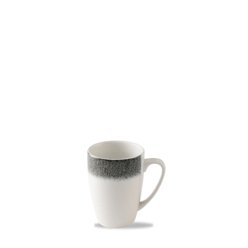Churchill Raku Quartz Black mok 340 ml – zwarte porseleinen mok voor cafés en horeca