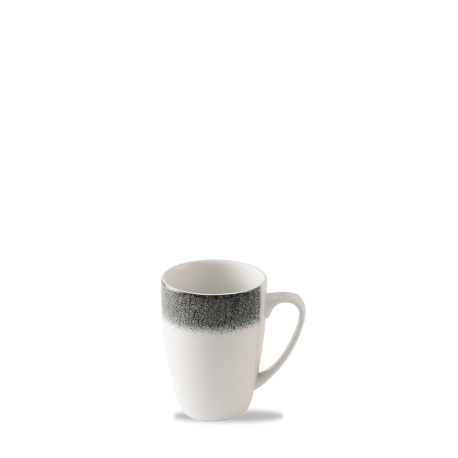 Churchill Raku Quartz Black mok 340 ml – zwarte porseleinen mok voor cafés en horeca