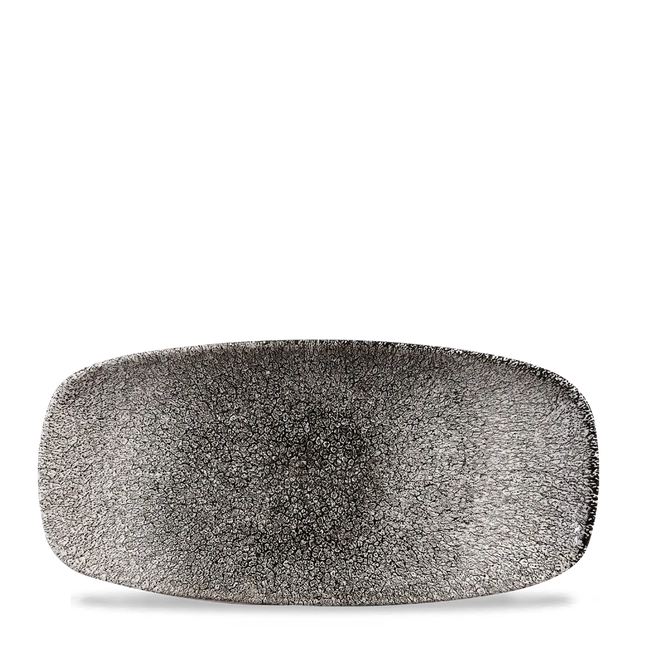 Churchill Raku Quartz Black ovaal chef's bord 26.9x12.7cm – reactief geglazuurd stoneware voor horeca