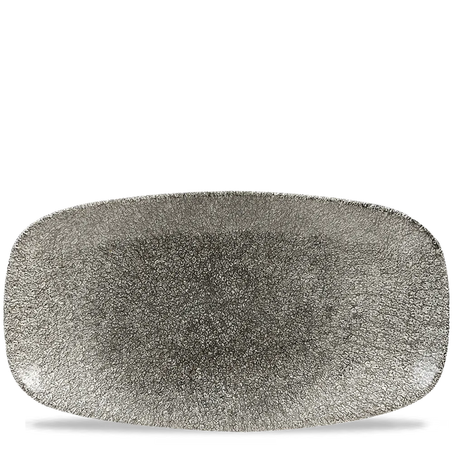 Churchill Raku Quartz Black ovaal chef's bord 35.5x18.9cm – reactief geglazuurd stoneware voor fine dining